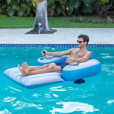 Flotador de tumbona de piscina motorizado con doble hélice y control joystick 360°