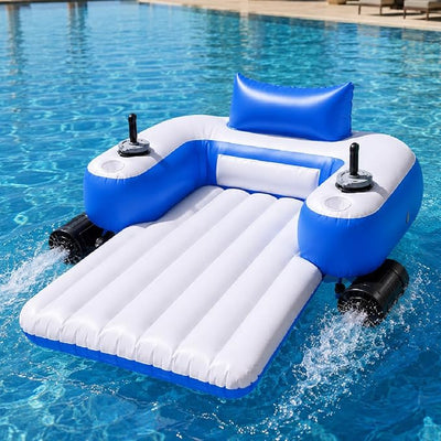 Flotador de tumbona de piscina motorizado con doble hélice y control joystick 360°