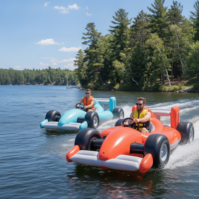 Kicker: Coche de carreras hinchable · [2,40 m] · hinchador eléctrico incluido